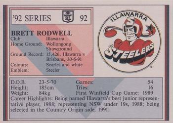 1992 Regina NSW Rugby League #92 Brett Rodwell Back